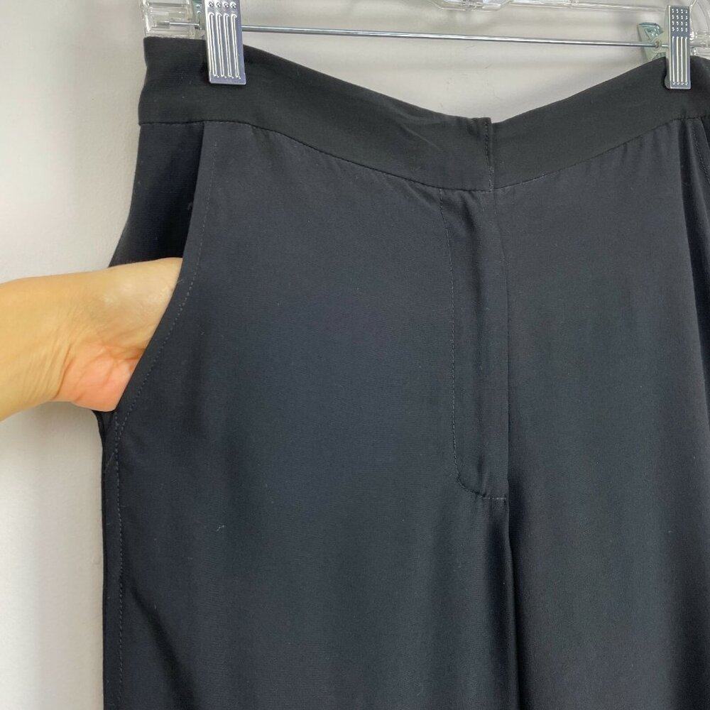 Twelfth Street By Cynthia Vincent Size 2 Black Cropped Pants Side Slit Wide‎ Leg - Picture 4 of 9